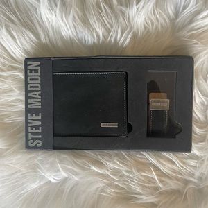 STEVE MADDEN Wallet & Money Clip Gift Set Black